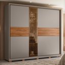 Ver imagem 2 de Guarda Roupa Casal Authentic 2 Portas Deslizantes Nogueira/nude Prime Tx com Vidro Reflecta e Pés