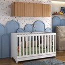 Ver imagem 1 de Berço 3 em 1 com Colchão e Armário Aéreo 4 Portas Multimóveis Mp4158 Branco/rustic