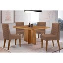 Ver imagem 1 de Conjunto: Mesa de Cozinha Berlim Tampo Curvo 90cm+4 Cadeiras Dafne Madeira Naturale - Capuccino/