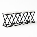 Ver imagem 2 de Kit 4 Banqueta Banco Baixa Bancada 50 Cm Cozinha Bar Corino:branco