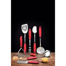 Amassador de Batatas e Feijão Utilitá em Aço Inox com Cabo de Polipropileno Vermelho - 2
