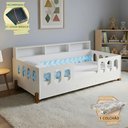 Ver imagem 1 de Cama Completa Nina com Colchão Exonval Trança Azul 2,5m para Quarto Infantil com Lousa Mágica