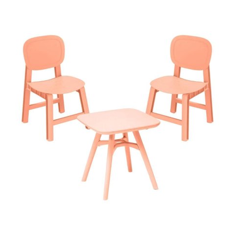 Conjunto Infantil com 2 Cadeiras e 1 Mesa Pipa Rivatti Polipropileno (pp) Pêssego