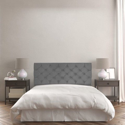 Painel Capitonê King 195cm Jade Suede Slk Decor Cabeceira Jade Cinza