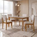 Ver imagem 1 de Conjunto Sala de Jantar Siera 4 Lugares Vidro Retangular Madeira Maciça Miami