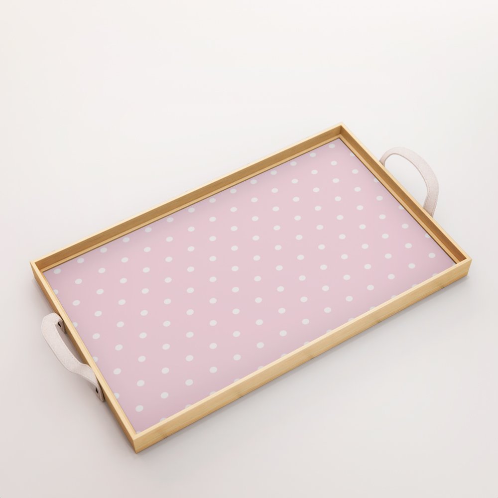 Bandeja Decorativa Média Rosa com Poá Branco - 40x28cm Clara - 1