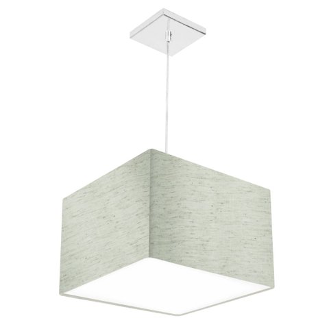 Lustre Cupula Pendente Dome Quadrado 30x20cm Linho Claro