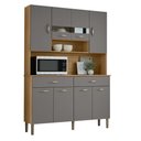 Ver imagem 2 de Armário de Cozinha Compacto 8 Portas 2 Gavetass com Nicho Vogue Kits Paraná - Freijo e Gris