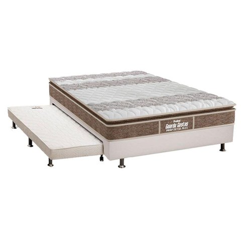 Cama Box c/Auxiliar Casal: Colchão Anatômico Probel D33EP Guarda Costas Plus Brown + Base CRC Couran