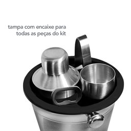 Coqueteleira Balde Copo Dosador Abridor Pegador Kit Bar Inox - 2