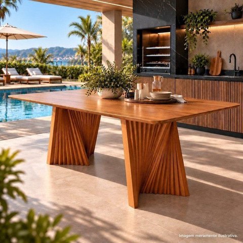 Mesa de Jantar 6 Lugares Bélgica Madeira Maciça 180cm Tampo Laminado