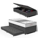 Ver imagem 1 de Cama Box Baú com Colchão de Molas Ensacadas Double Face Essence Probel + Auxiliar Solteiro 88cm