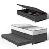 Cama Box Baú com Colchão de Molas Ensacadas Double Face Essence Probel + Auxiliar Solteiro 88cm - 1