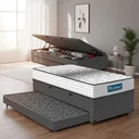 Ver imagem 2 de Cama Box Baú com Colchão de Molas Ensacadas Double Face Essence Probel + Auxiliar Solteiro 88cm