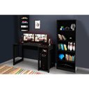 Ver imagem 1 de Mesa de Computador Solteiro Quarto Gamer ( de Computador + Estante) 2 Peças Preto - Tecno Mobili