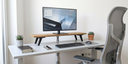 Ver imagem 5 de Suporte de Mesa para Monitor Ergonômico Elevador de Tela Madeira e Preto Organizador