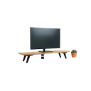 Ver imagem 2 de Suporte de Mesa para Monitor Ergonômico Elevador de Tela Madeira e Preto Organizador