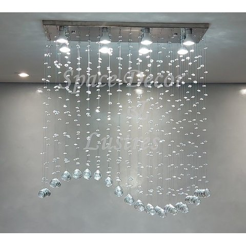 Lustre de Cristal Verdadeiro para Sala de Estar Retangular:90cm