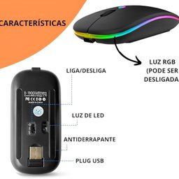 Mouse sem Fio Recarregável Bluetooth 3482 - 4 Mouse sem Fio Recarregável Bluetooth 3482 - 4