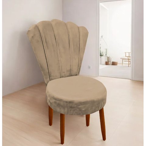 Conjunto 2 Cadeiras Estofadas Sala de Jantar Anna Suede Capuccino