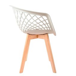 Cadeira Para Mesa De Jantar Cozinha Web Branca Wood Base Madeira - 3