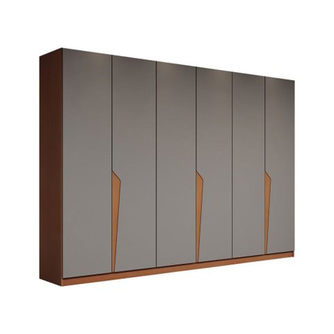 Guarda-roupa Casal Luxe 2,42 Metros 6 Portas 4 Gavetas Freijó/cinza - Panorama Móveis