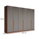 Ver imagem 3 de Guarda-roupa Casal Luxe 2,42 Metros 6 Portas 4 Gavetas Freijó/cinza - Panorama Móveis