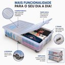 Ver imagem 3 de Caixa 45 Litros Transparente Carrinho 6 Rodinhas Organizador Empilhavel Grande Multiuso Cama Contain