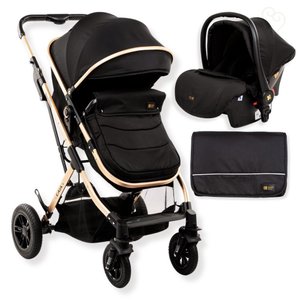 Carrinho C/ Moises 3 em 1 Kaia C/ Bebe Conforto e Bolsa Black - Kikkaboo