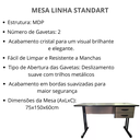 Ver imagem 4 de Mesa Standart Escritório Home Office com 2 Gavetas 150x60
