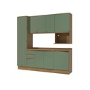Ver imagem 1 de Armário de Cozinha Compacta Nicho Micro-ondas 100% Mdf 230cm Nogueira/verde Oliva Celeste