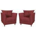 Ver imagem 1 de Jogo de 2 Poltronas Isa Estofadas Luxuosas para Sala de Tv ou Recepção - Sv Decor:bordo