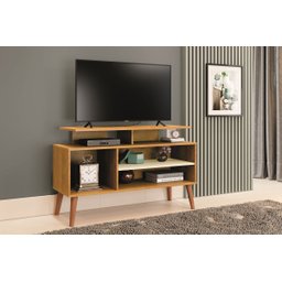 Rack Lion Sala Estar Tv Estante com Nichos e Prateleiras:nature/off - 1