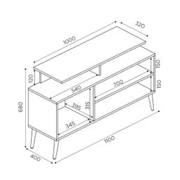 Rack Lion Sala Estar Tv Estante com Nichos e Prateleiras:nature/off - 3