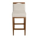 Ver imagem 2 de Banqueta Alta Lyara em Madeira Maciça com Encosto estofada Suede bege Marinho Móveis Banqueta Lyara