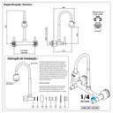 Ver imagem 7 de Torneira Pia Cozinha Misturador Parede Gourmet Cromado 1/4V