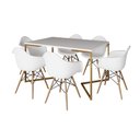 Ver imagem 2 de Mesa Jantar Industrial Branca 137x90cm Base V Dourada com 6 Poltronas Eames Eiffel Daw Madeira Branc