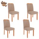 Ver imagem 4 de Conjunto de Mesa de Jantar Tampo de Vidro Off White Agata e 4 Cadeiras Paola Madeira Linho Bege e na