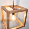 Luminária Teto Pendente Madeira Industrial Quadrado Cubo - 3