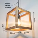 Ver imagem 2 de Luminária Teto Pendente Madeira Industrial Quadrado Cubo