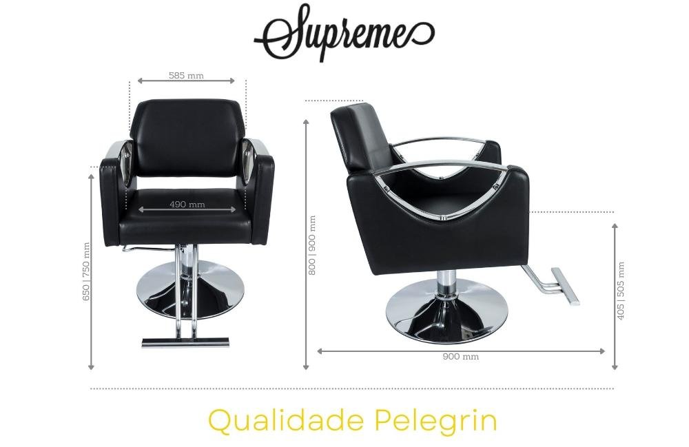 Cadeira Hidráulica Salão Barbeiro Pelegrin PEL-04Aa Preto - 2