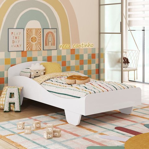 Cama Infantil 100% MDF Olívia Espresso Móveis Branco/Brilho