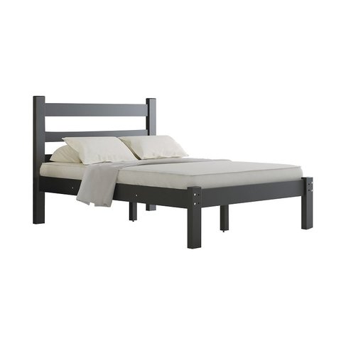 Cama Casal em Madeira Maciça Reforçada Rubi Preto Nemargi