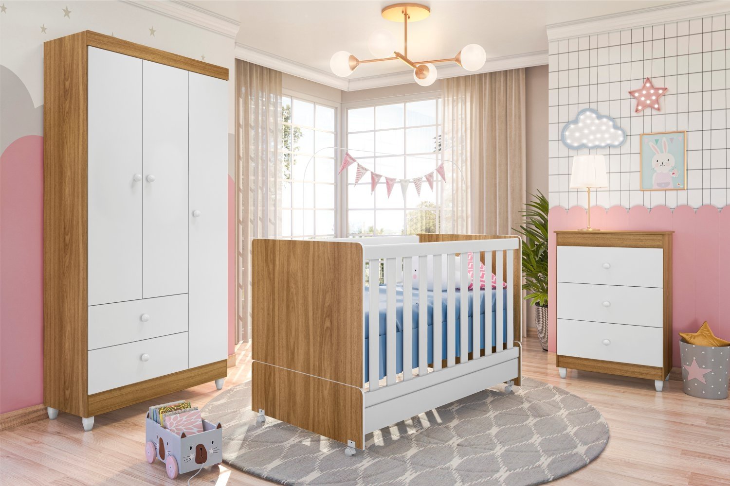 Quarto Completo Rigby Nature Branco com Colchão - 4
