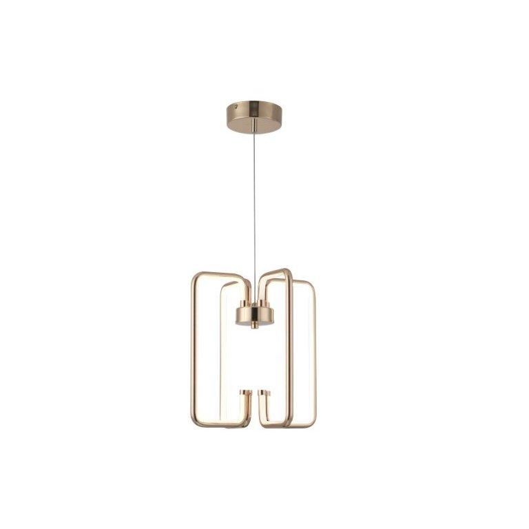 Luminária Lustre Pendente Moderno Led 36w 4000k Dourado
