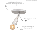 Ver imagem 3 de Arandela Spot Articulada Área Interna Externa Vintage Simples - Soquete E-27 - Abf Luminárias:branco