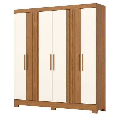Guarda Roupa Casal 6 Portas 3 Gavetas Francês Cinamomo Off White - Henn - Briz