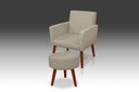 Ver imagem 1 de Kit Poltrona Nina + Puff Redondo Dany Decorativo Suede Bege - Pandora Decor