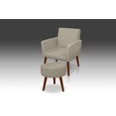 Ver imagem 1 de Kit Poltrona Nina + Puff Redondo Dany Decorativo Suede Bege - Pandora Decor