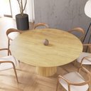 Ver imagem 2 de Mesa de Jantar Redonda 160cm Scandi 9 Lugares Lamina Natural de Madeira Damasco